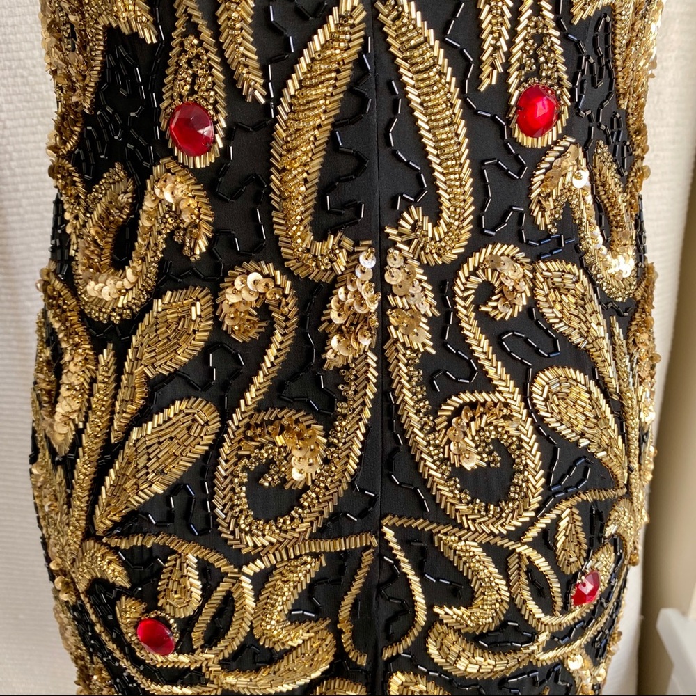 Vintage 80s 90s 6 Versace-Style Beaded Dress - Picture 6 of 8